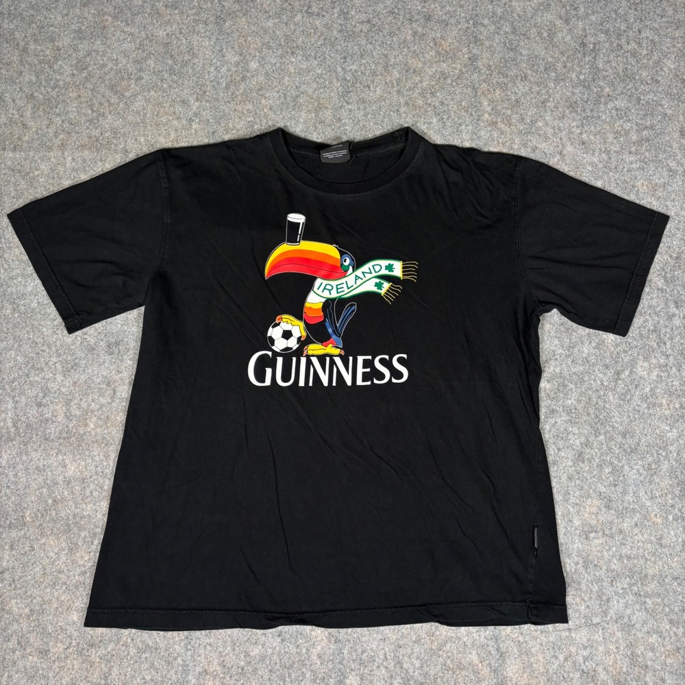 Guinness T-Shirt Mens XXL Black Excellent Ireland Toucan Soccer Graphic Tee